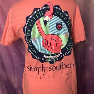 Simply southern pink flamingo shirt size small